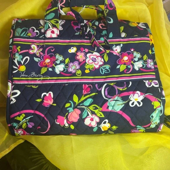 NWT Vera Bradley Navy Floral Quilted Hanging Organizer Cosmetic Makeup Jewelry - Picture 9 of 13